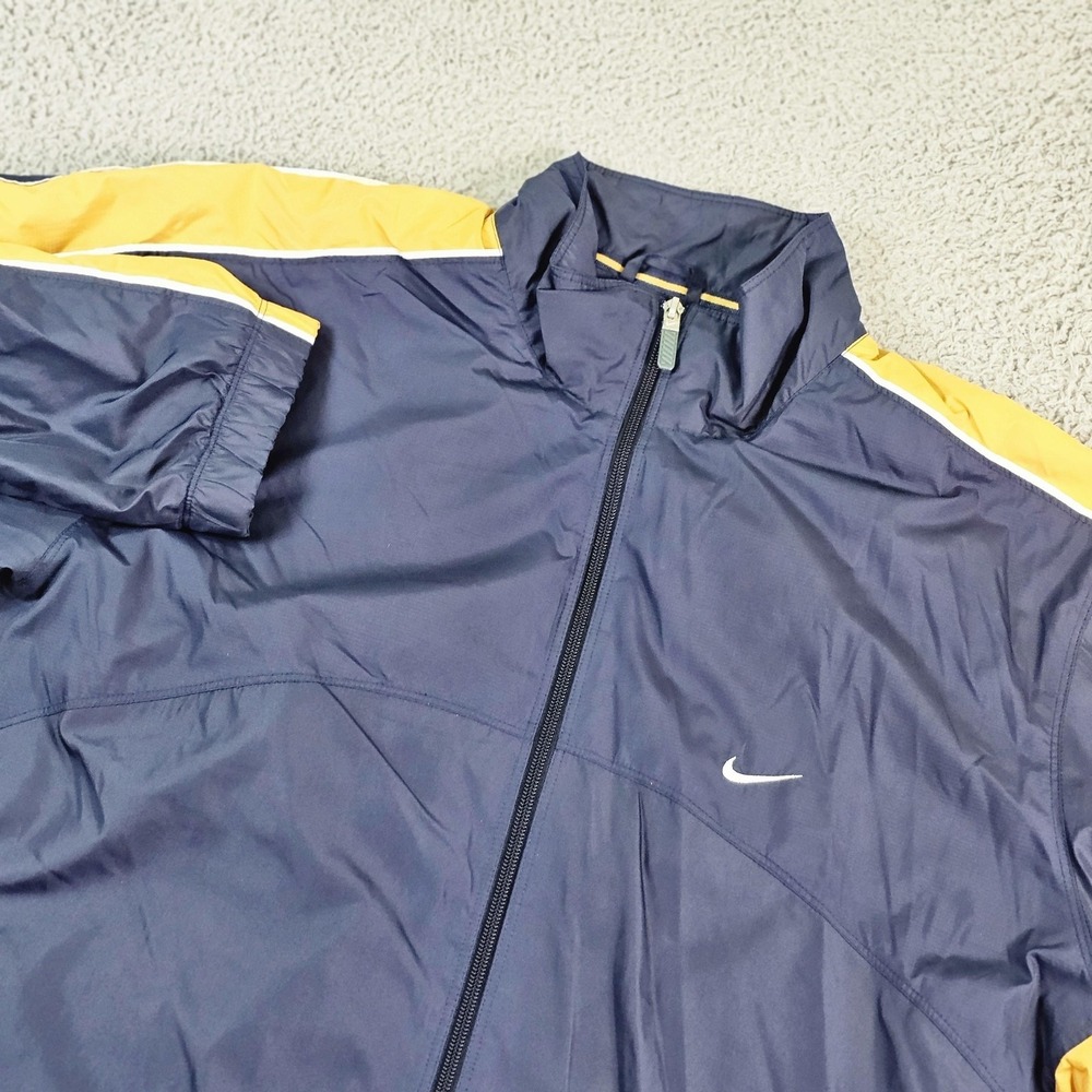 Vintage Nike Jacket Mens XL Blue Yellow Colorblock Windbreaker Full Zip Swoosh